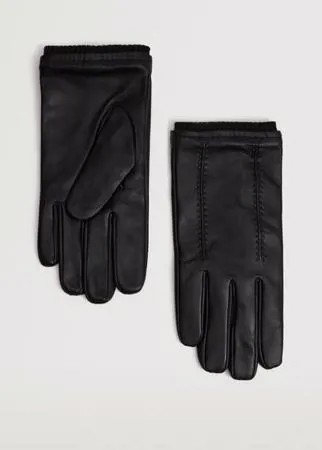 Полушерстяные перчатки с кожаными вставками - Piping
