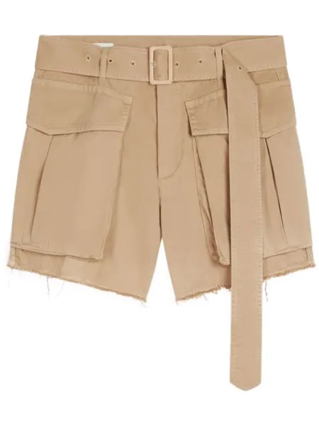 DRIES VAN NOTEN укороченные кожаные шорты-карго, нейтральный цвет