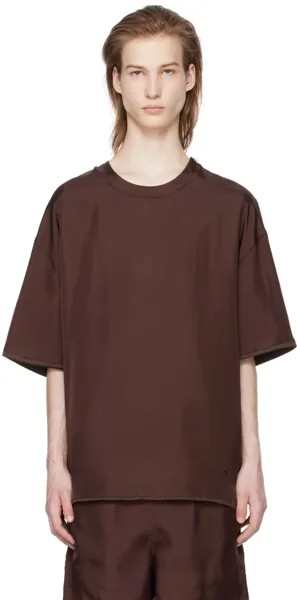 Бордово-коричневая двусторонняя футболка Jil Sander