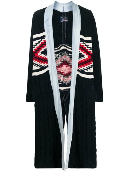 Greg Lauren X Paul & Shark пальто фактурной вязки со вставками