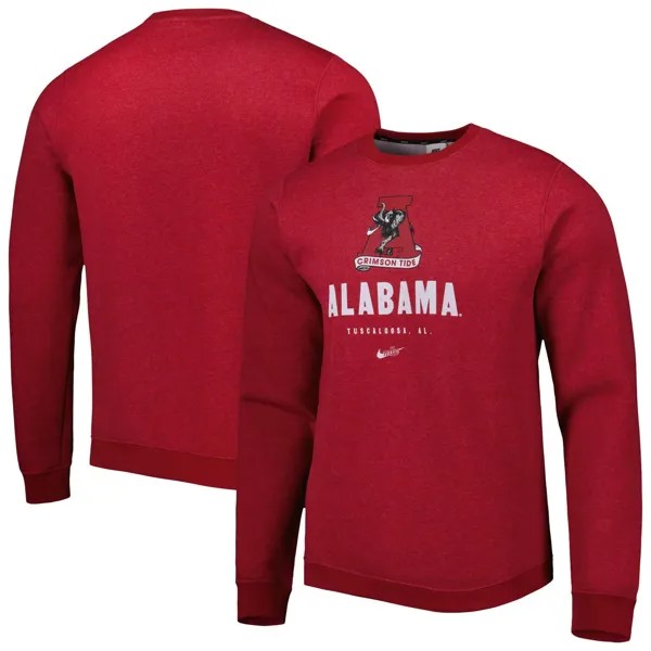 Мужской флисовый пуловер свитшот Nike Crimson Alabama Crimson Tide Vault Stack Club