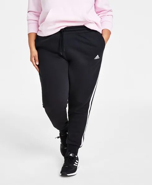 Флисовые джоггеры с 3 полосками Plus Size Essentials adidas, черный