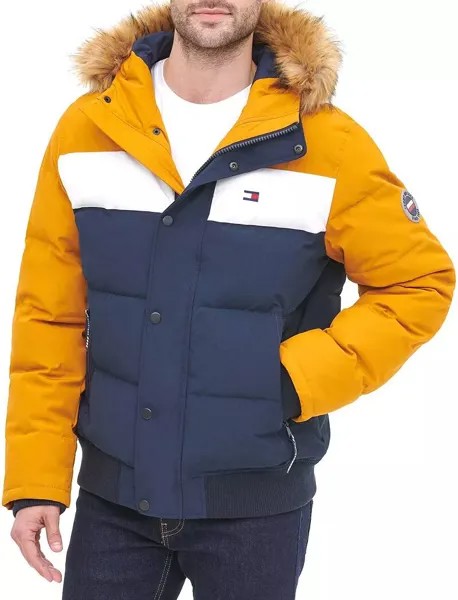 Мужской стеганый бомбер Tommy Hilfiger для снорклинга, желтый/темно-синий