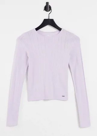 Фиолетовый лонгслив в рубчик Hollister-Фиолетовый цвет