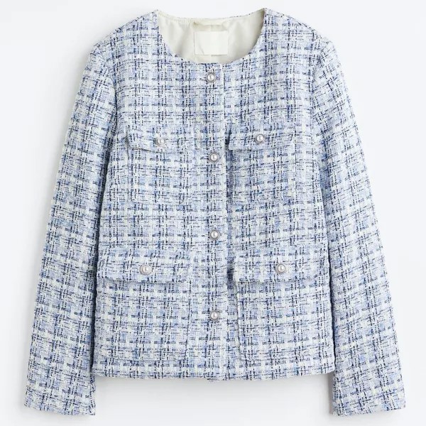 Жакет H&M Textured-weave, светло-голубой