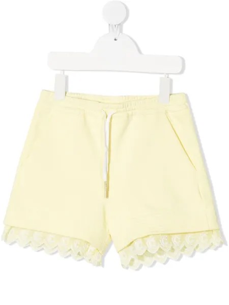 Chloé Kids шорты с кулиской и кружевом