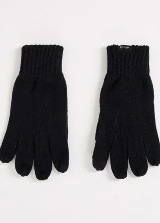 Черные перчатки в рубчик French Connection FCUK-Черный цвет