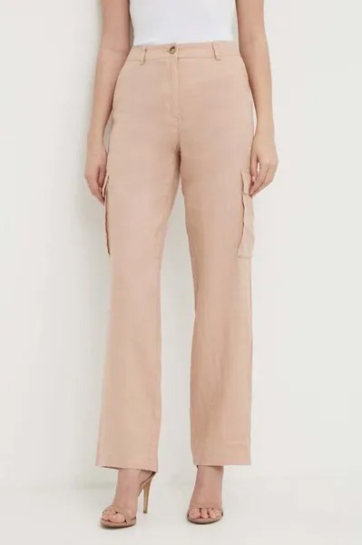 Льняные брюки United Colors of Benetton, розовый