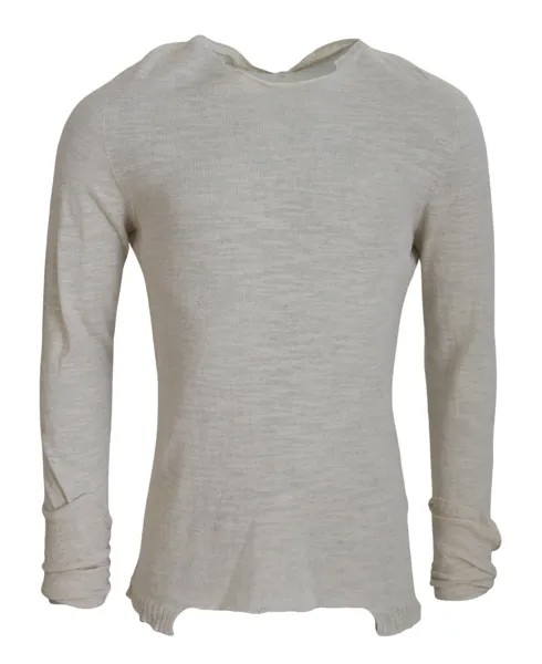 Свитер MD75 Бежевый хлопковый льняной пуловер с круглым вырезом и длинными рукавами Бирка s.XL 270 долларов США