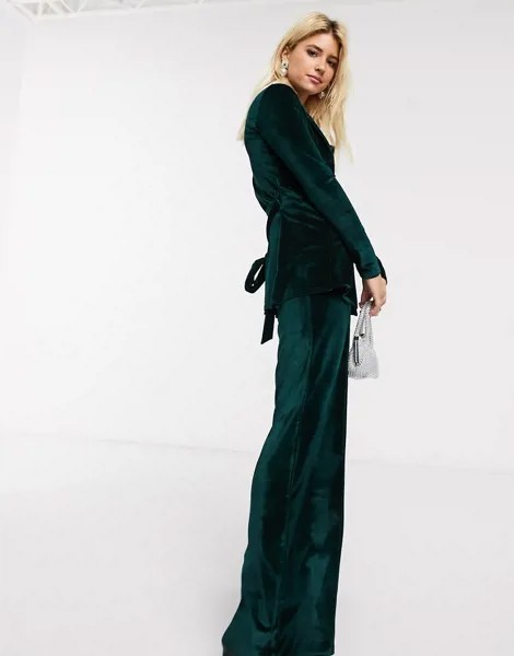 Зеленые бархатные брюки In The Style x Billie Faiers-Зеленый