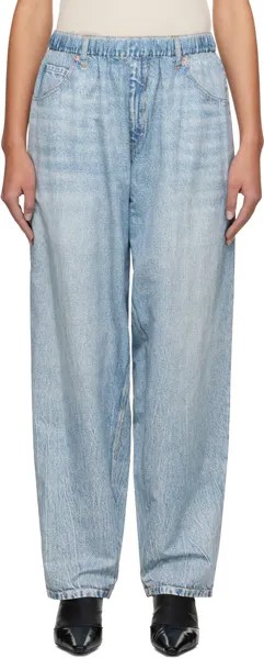 Синие джинсовые спортивные брюки с принтом Alexander Wang