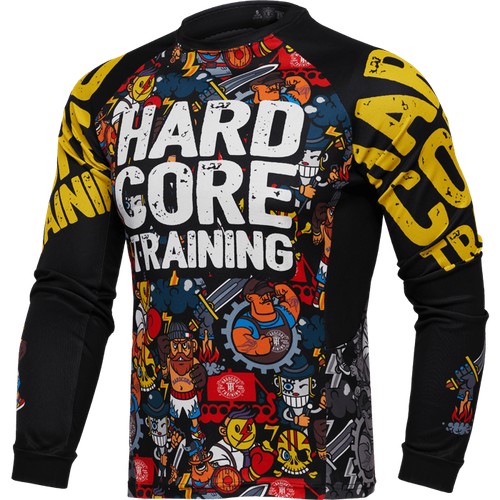 Лонгслив спортивный HARDCORE TRAINING Doodles, размер 52/54, , чeрный