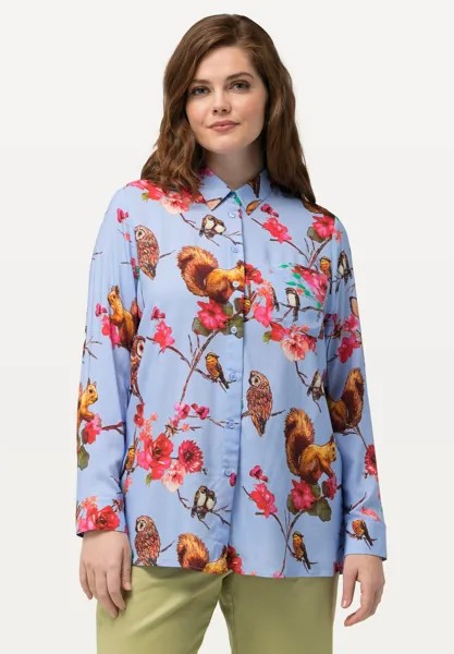 Блузка-рубашка À MANCHES LONGUES AVEC MOTIF FORÊT Ulla Popken, цвет himmelblau