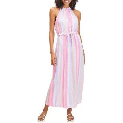 Великолепное женское длинное платье макси с бретелькой на бретельках в розовую полоску M BHFO 2299
