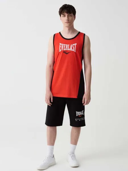 Майка с контрастной окантовкой и логотипом Everlast, цвет black/red