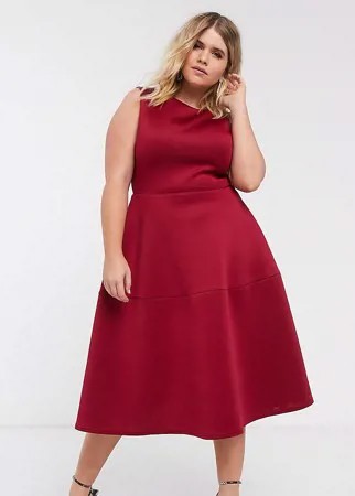 Бордовое платье для выпускного миди True Violet Plus-Красный