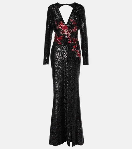 Платье, расшитое пайетками Elie Saab, черный