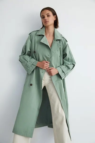 Длинный тренч Warehouse, зеленый