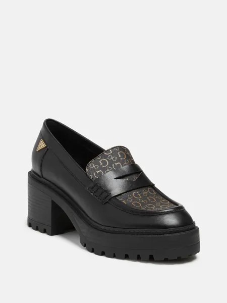 Пенни-лоферы на каблуке с подъемником Guess Factory, цвет Brown Logo