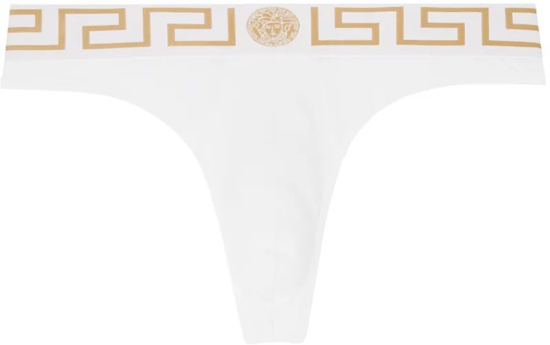 Белые стринги с каймой Greca Versace Underwear, цвет White