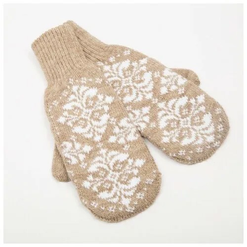 Варежки Бараноwool, размер 18, коричневый
