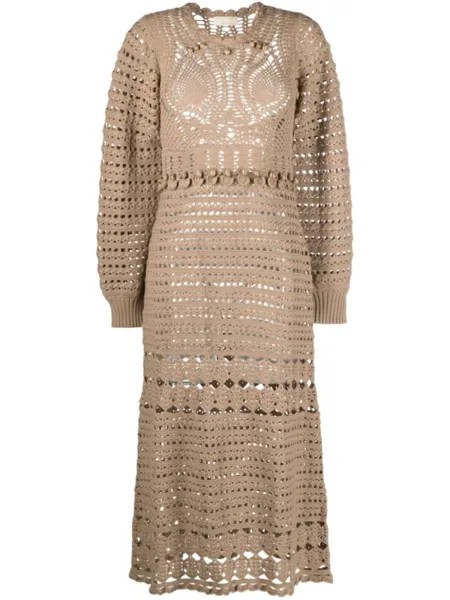 Ulla Johnson трикотажное платье миди Prisha, нейтральный цвет