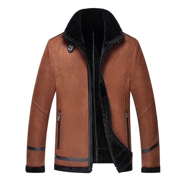2022 Новая мужская зимняя кожаная куртка из искусственной кожи байкерская куртка дубленка кожаное пальто мотоциклетная куртка кожаный пиджа...