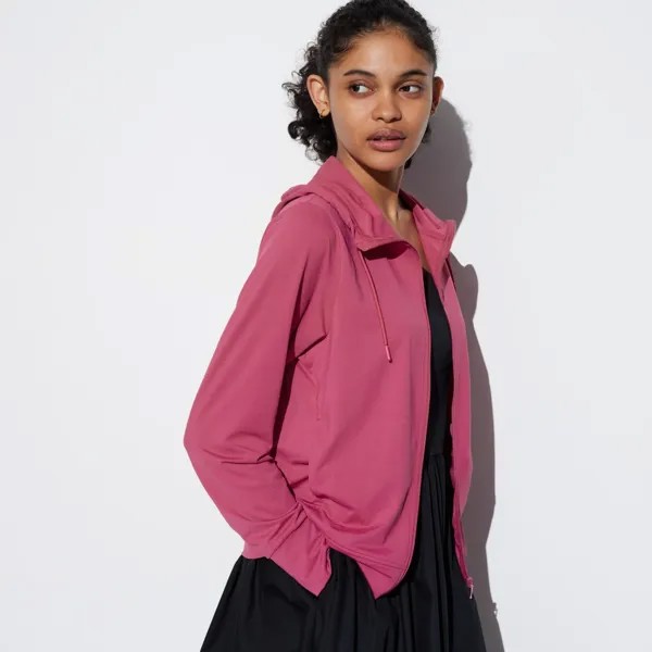 Парка UNIQLO AIRism UV Cut с капюшоном, розовый