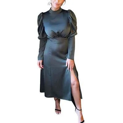 Женское атласное платье миди с длинными рукавами-фонариками Axe Paris BHFO 2547