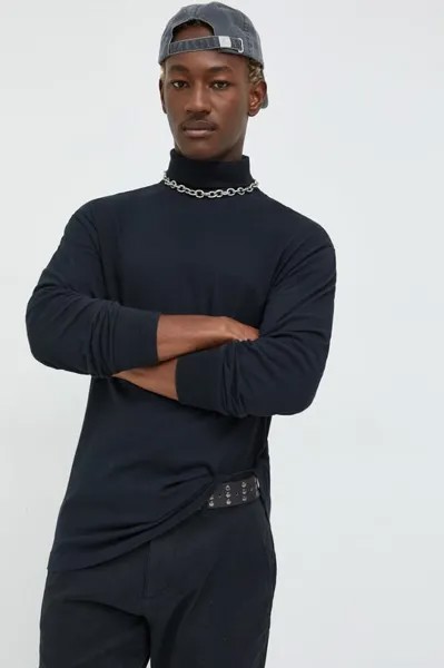 Хлопковая рубашка с длинными рукавами Abercrombie & Fitch, черный