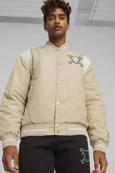 Цельный бомбер с карманами Puma, бежевый