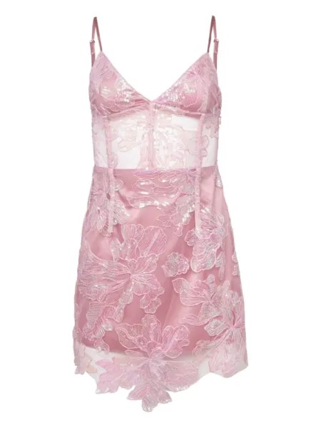 Кружевное платье мини с пайетками Fleur Du Mal, розовый