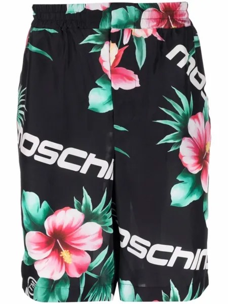 Moschino шелковые шорты с цветочным принтом, черный