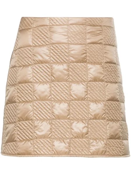 Moncler мини-юбка с нашивкой-логотипом, коричневый