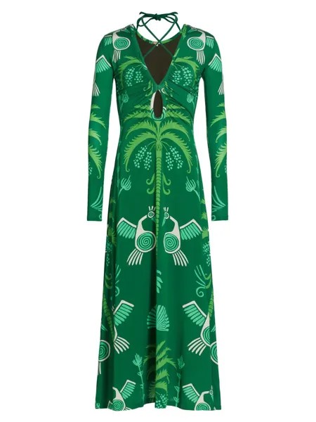 Платье-миди из джерси с принтом Spiral Nebulas Johanna Ortiz, зеленый