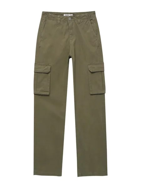 Брюки карго Pull&Bear, оливковый