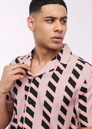 Рубашка от комплекта с геометрическим принтом Another Influence-Розовый