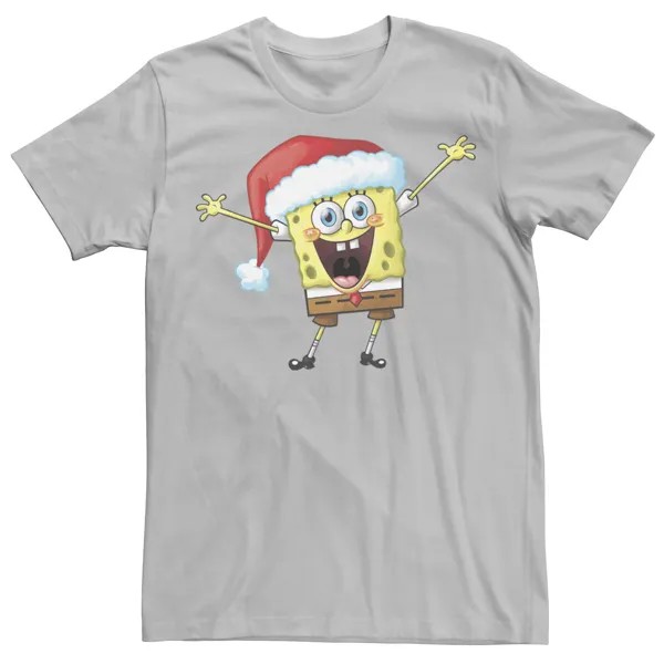 Мужская праздничная футболка «Губка Боб Квадратные Штаны One Happy Sponge» Licensed Character, серебристый