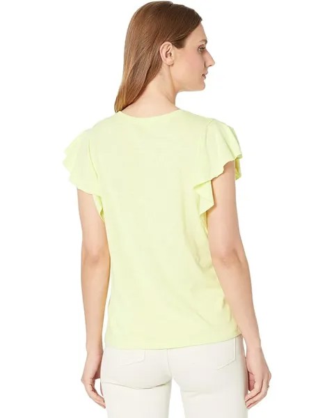 Футболка Lilla P Flutter Sleeve Flame Modal V-Neck Tee, цвет Limeade