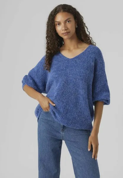 Свитшот Vero Moda VMJULIE 7/8 V-NECK GA REP EXC, синий