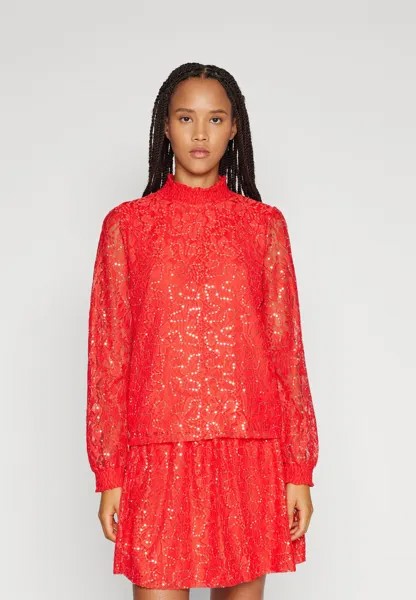 Блузка Vinina Sequins Smock Top VILA, цвет poppy red/silver