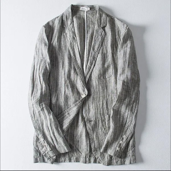 M-3xl, мужские льняные костюмы, полосатые, повседневные, чистые, маленькие, мужские, красивые, тонкие, солнцезащитные, блейзеры, куртки, тонкие, ...