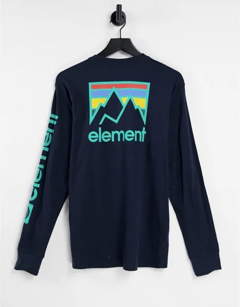 Темно-синий лонгслив с принтом на спине Element Joint