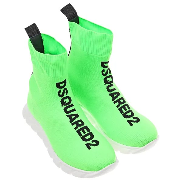 Зеленые кроссовки-носки с логотипом Dsquared2 детские