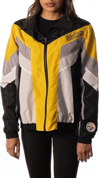 Черная женская спортивная куртка с цветными блоками The Wild Collective Pittsburgh Steelers