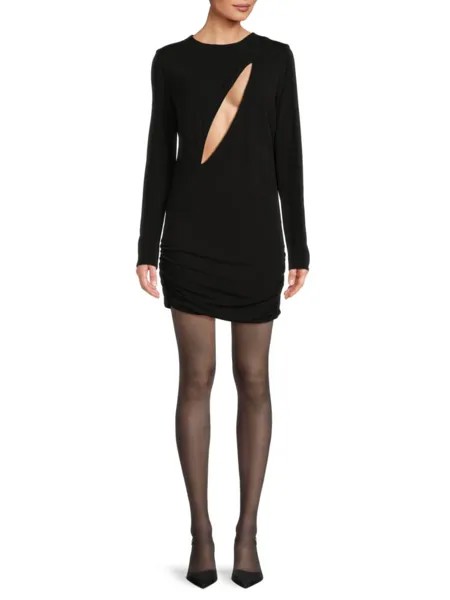 Мини-платье со сборками и разрезом Versace, черный