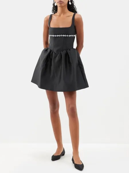 Атласное платье мини с кристаллами SHUSHU/TONG, черный