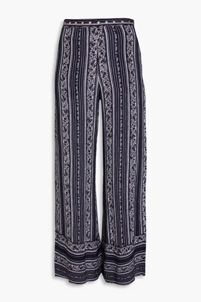 Широкие брюки из крепдешина с принтом See By Chloé, темно-синий