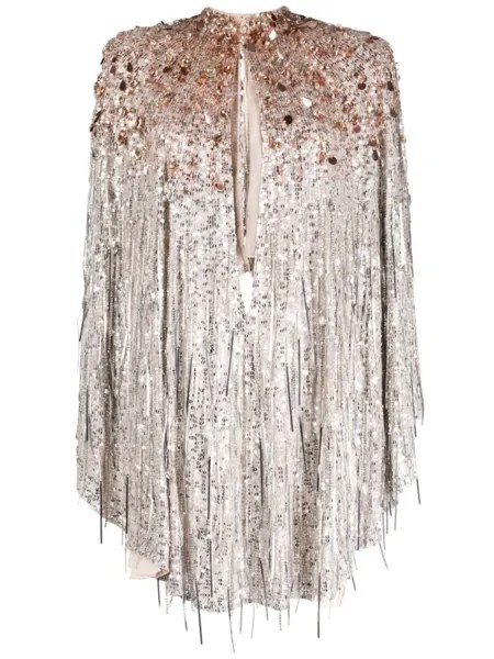 Jenny Packham вечернее платье Rose с пайетками, серебристый