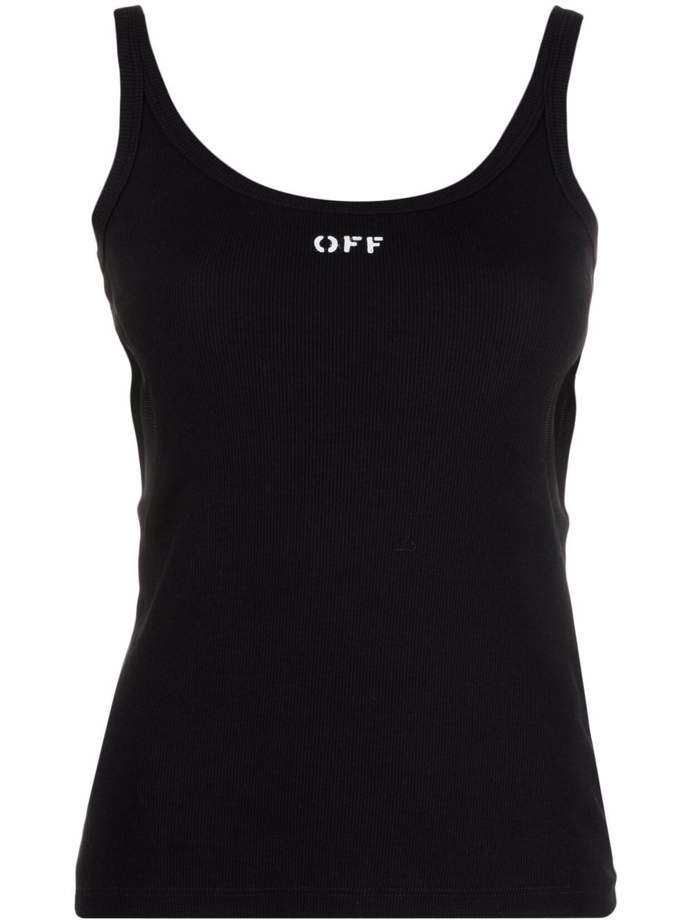 Off-White топ в рубчик с вырезами